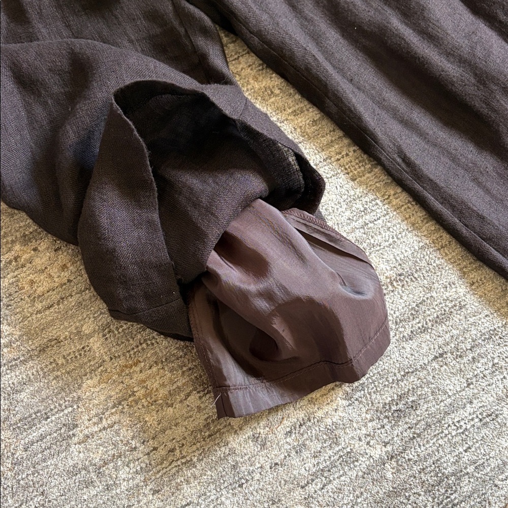 Lafayette 148 women’s size 8 Wide-Leg Linen Pants - chocolate brown - lined - Picture 4 of 6